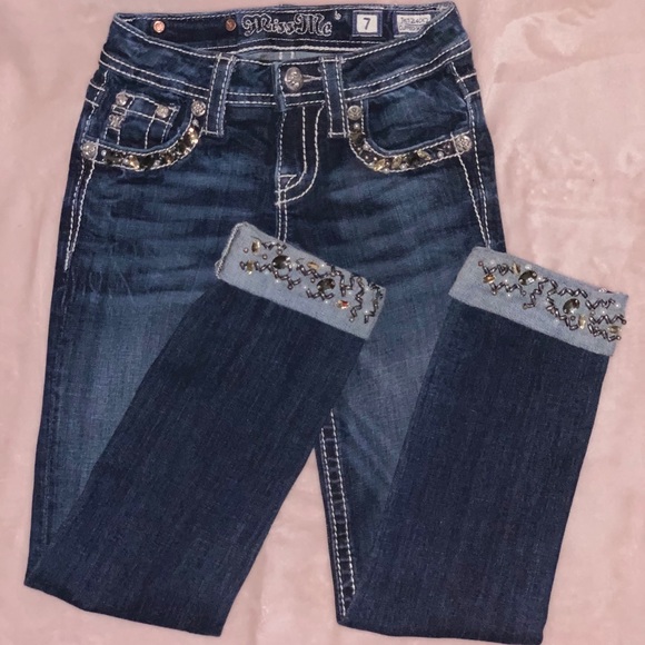 Miss Me Cuffed Jeansgirls Size 7 Dark 